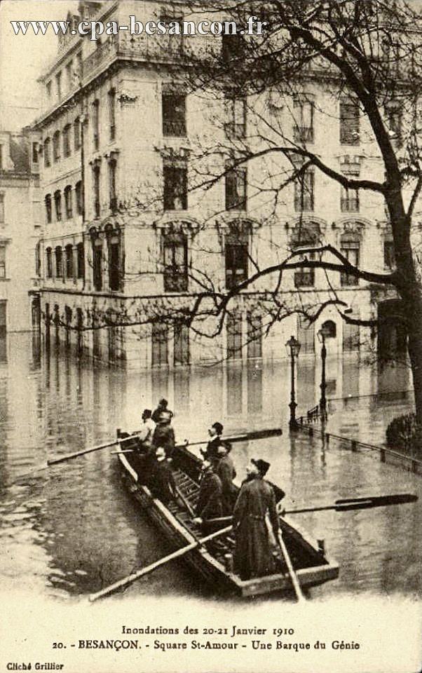 Inondations des 20-21 Janvier 1910 - 20. - BESANÇON. - Square St-Amour - Une Barque du Génie